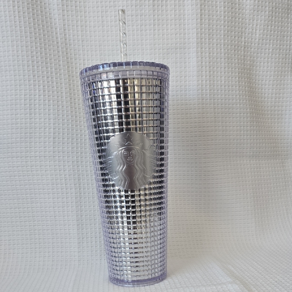 Starbucks Metallic Silver and Lavender Tumbler